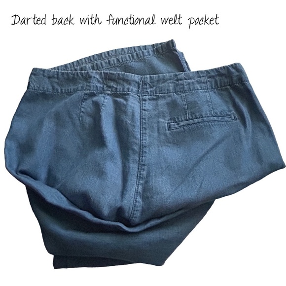 J. Jill Waterfall Pants Trousers Cropped Capri Easy Wide Leg Pockets Linen - Picture 3 of 8